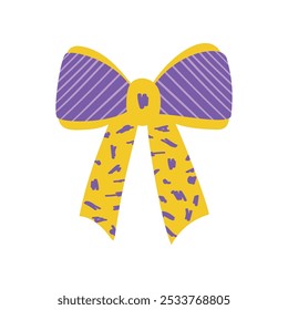 A textured vintage bow or ribbon in a flat vector style