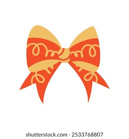 A textured vintage bow or ribbon in a flat vector style