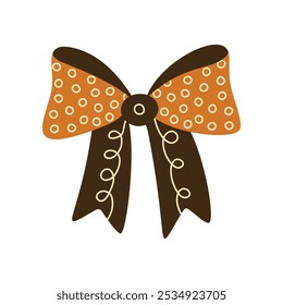 A textured vintage bow or ribbon in a flat vector style