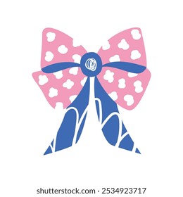 A textured vintage bow or ribbon in a flat vector style