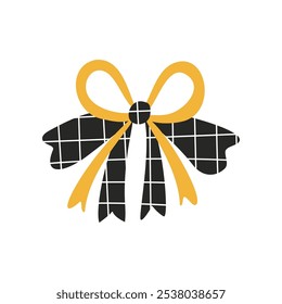 A textured vintage bow or ribbon in a flat vector style