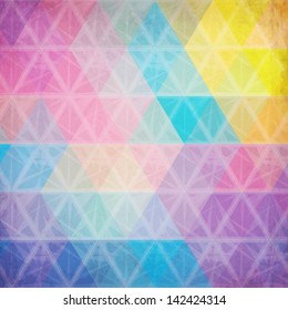 Textured vintage rainbow vector triangles background
