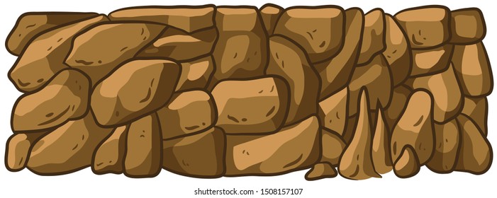 Textured wall of brown in different size stone