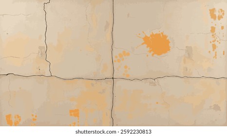 Textured Wall with Cracks and Orange Stain