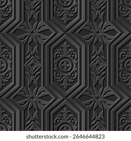 A textured wallpaper design featuring intricate patterns in shades of gray, suitable for interior decoration.