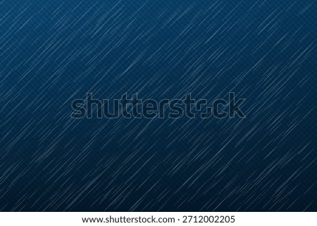 Textured wallpaper with a falling rain effect on a transparent blue background. Abstract. Dynamic wet surface. Precipitation, weather, downpour, hail, storm. Vector illustration.