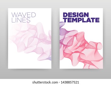 Textured waved lines design for annual report, brochure, flyer, poster. Magenta lines background texture vector illustration for flyer, leaflet, poster. Abstract A4 brochure template.