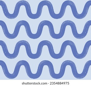 Textured wavy brush line. Geometric vector seamless pattern for wrapping paper. Organic bold stripes background.