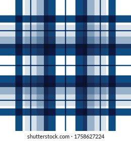 Textured white and darkblue plaid vector background. The pattern for textiles. Background for food. Chequered.