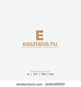 Textured Wooden Letter E Logo, Rustic Letter E Icon, Elegant E Monogram