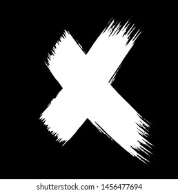 Textured X Mark .Two Crossed Vector Brush Strokes. Rejected sign in grunge style. Isolated on white background. EPS10.