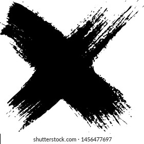 Textured X Mark .Two Crossed Vector Brush Strokes. Rejected sign in grunge style. Isolated on white background. EPS10.
