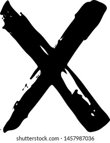Textured X Mark .Two Crossed Vector Brush Strokes. Rejected sign in grunge style. Isolated on white background. EPS10.