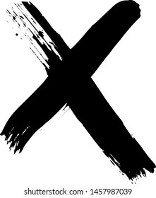 Textured X Mark .Two Crossed Vector Brush Strokes. Rejected sign in grunge style. Isolated on white background. EPS10.