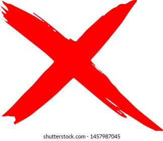 Textured X Mark .Two Crossed Vector Brush Strokes. Rejected sign in grunge style. Isolated on white background. EPS10.