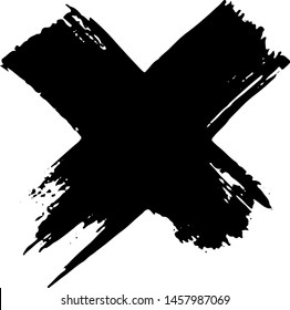 Textured X Mark .Two Crossed Vector Brush Strokes. Rejected sign in grunge style. Isolated on white background. EPS10.