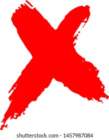Textured X Mark .Two Crossed Vector Brush Strokes. Rejected sign in grunge style. Isolated on white background. EPS10.