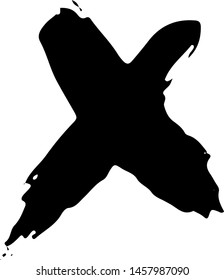 Textured X Mark .Two Crossed Vector Brush Strokes. Rejected sign in grunge style. Isolated on white background. EPS10.