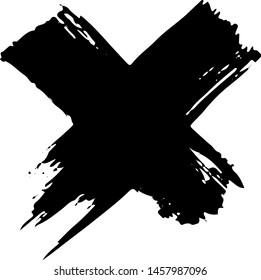 Textured X Mark .Two Crossed Vector Brush Strokes. Rejected sign in grunge style. Isolated on white background. EPS10.