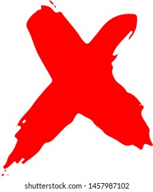 Textured X Mark .Two Crossed Vector Brush Strokes. Rejected sign in grunge style. Isolated on white background. EPS10.