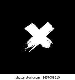 Textured X Mark .Two Crossed Vector Brush Strokes. Rejected sign in grunge style. Isolated on white background. EPS10.