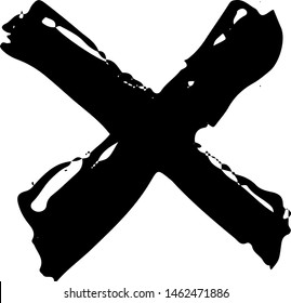 Textured X Mark .Two Crossed Vector Brush Strokes. Rejected sign in grunge style. Isolated on white background. EPS10.