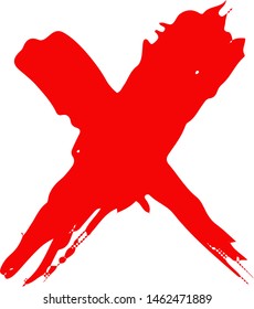 Textured X Mark .Two Crossed Vector Brush Strokes. Rejected sign in grunge style. Isolated on white background. EPS10.