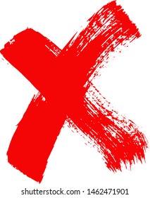Textured X Mark .Two Crossed Vector Brush Strokes. Rejected sign in grunge style. Isolated on white background. EPS10.