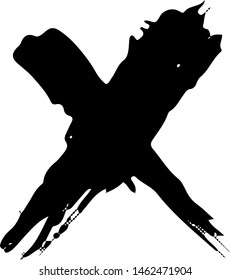 Textured X Mark .Two Crossed Vector Brush Strokes. Rejected sign in grunge style. Isolated on white background. EPS10.