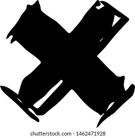 Textured X Mark .Two Crossed Vector Brush Strokes. Rejected sign in grunge style. Isolated on white background. EPS10.