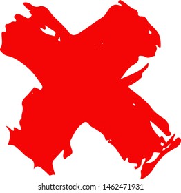 Textured X Mark .Two Crossed Vector Brush Strokes. Rejected sign in grunge style. Isolated on white background. EPS10.