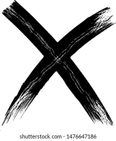 Textured X Mark .Two Crossed Vector Brush Strokes. Rejected sign in grunge style. Isolated on white background. EPS10.