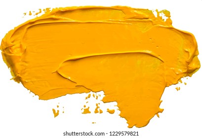 Textured Yellow Oil Paint Brush Stroke,convex With Shadows, Isolated On Transparent Background. EPS 10 Vector Illustration.