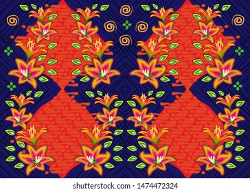 textures, batik, fantasy flowers, bright patterns, abstract backgrounds, for fabrics, home decor and wrappers. - Vector.