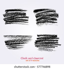 Textures of chalk and charcoal. High resolution brushes. Expressive grunge template. Vector brush strokes. Designed for registration of various design projects: posters, banners, stickers, templates. 