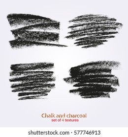 Textures of chalk and charcoal. Vector brush strokes. High resolution brushes. Expressive grunge template.  Designed for registration of various design projects: posters, banners, stickers. 