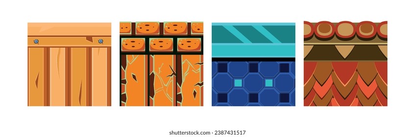 Textos para plataformas de juego Conjunto de vectores de iconos cuadrados