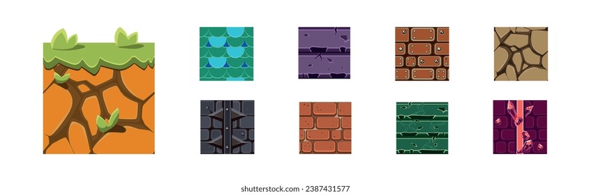 Texturen für Gameplattformen Square Icon Vectorset