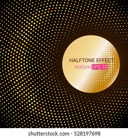 Textures geometric shapes of golden halftone dots. Spot invoice vector pattern for design banners, stickers, posters. Grungy texture.