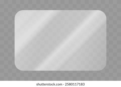 textures of a glass plate in the form of a rectangle with rounded edges. Reflection for glasses, mirrors, windows. Beautiful realistic reflection	