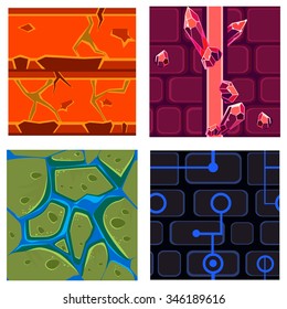 Textures for Platformers Icons Vector Illustration Set for Games