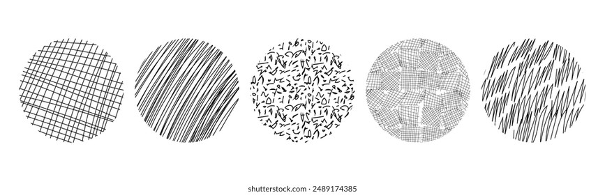 Textures set, collection hand drawn abstract monochrome brush marks. Doodle shapes spots, drops, curves and lines. Contemporary modern trendy