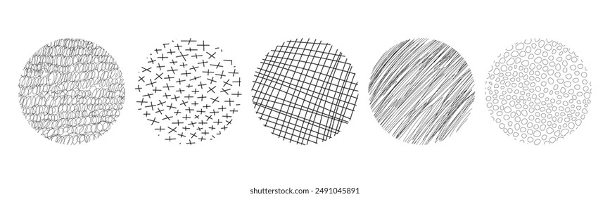 Textures set, collection hand drawn abstract monochrome brush marks. Doodle shapes spots, drops, curves and lines. Contemporary modern trendy