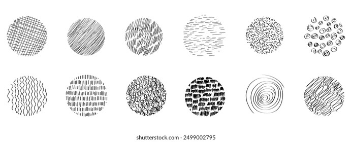 Conjunto de texturas, marcas de pincel monocromo abstracto dibujado a mano de colección. Doodle Formas manchas, caídas, curvas y líneas. Moderno contemporáneo de moda