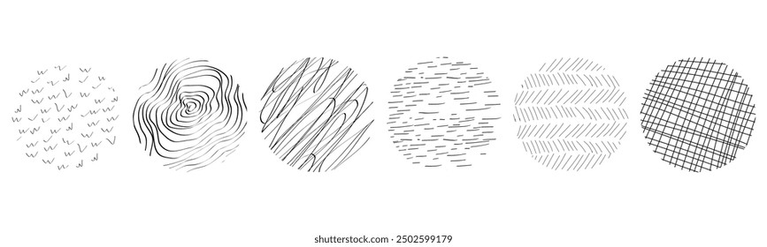 Textures set, collection hand drawn abstract monochrome brush marks. Doodle shapes spots, drops, curves and lines. Contemporary modern trendy