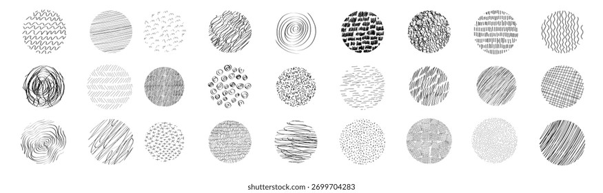 textures set collection hand drawn abstract monochrome