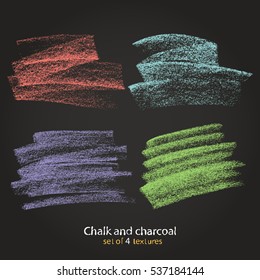  Textures strokes of chalk and charcoal. Pastel colors vector brush strokes. High resolution image. Designed for registration of various design projects: posters, banners, stickers, templates. 