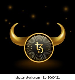 Tezos Cryptocurrency Coin Bull Market Background