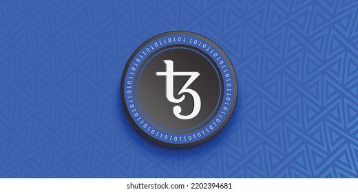 Tezos (XTZ) crypto coin token vector illustration. Virtual currency symbol banner and background