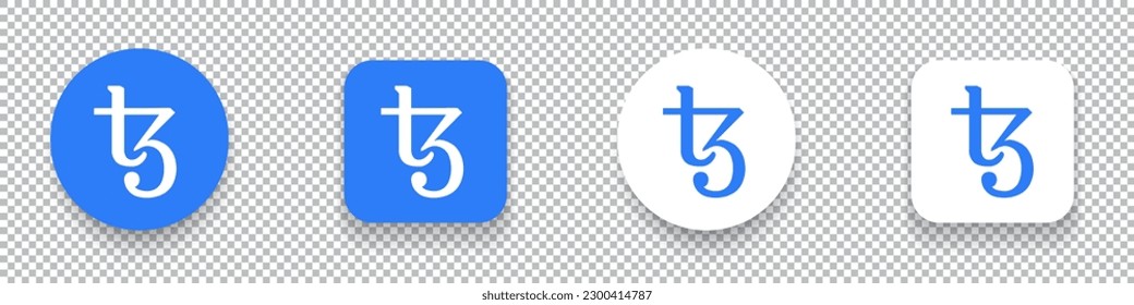 Tezos (XTZ) crypto currency logo symbol set isolated on transparent background vector